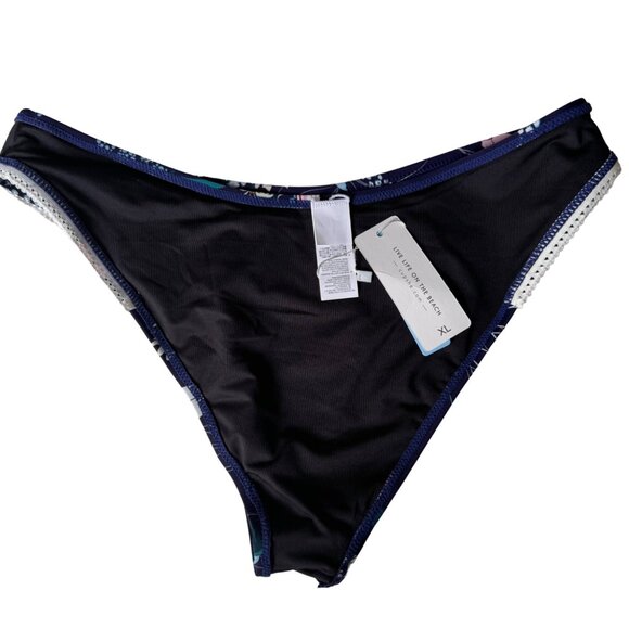 Cupshe Womens Floral Bikini Bottom XL Swimwear Swim Beach Navy Blue Pink Floral - Picture 8 of 9